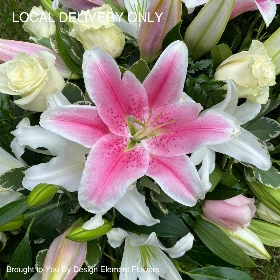 Pink & White Lily & Rose Coffin Spray 