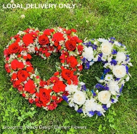 Double Open Heart Loose Red and Blue Flowers