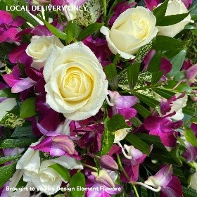 LOCAL Orchid & White Rose Aspidistra Cross 