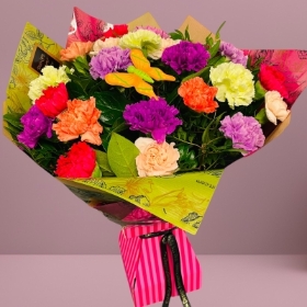 LOCAL Mixed Carnation Hand-ted with Butterfly 