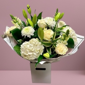 Mothers Day Pure White Handtied Bouquet 