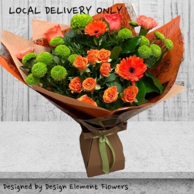 LOCAL Autumn Orange & Lime  Hand-tied Bouquet  