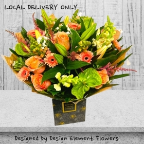 LOCAL Peaches and Lime Extravaganza hand tied Bouquet