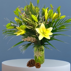 LOCAL Winter Asiatic Lily Lime Green Vase 