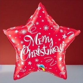 Festive Merry Christmas Red Star  Balloon - 20