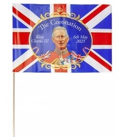 Union Jack Fabric Waving Flag on Wooden Stick 