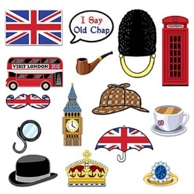 British Photo Booth Props 15pk