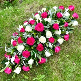 LOCAL Cerise Rose & White Rose Coffin Spray 