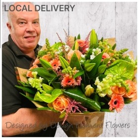 LOCAL Peaches and Lime Extravaganza hand tied Bouquet