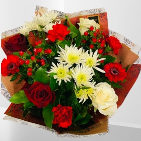 LOCAL Valentines Red and White Hand-tied Lily Free Design 