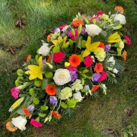 LOCAL Vibrant Cerise,Orange,Yellow ,White & Lilac Coffin Spray 