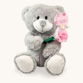 Mothers Day teddy with Pink Rose