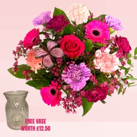 NEW Mothers Floral Vase of Flowers with FRE VASE WORTH £12.50 