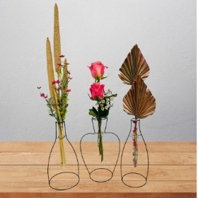 Summer  Silhouette set of three Vases with Dried and Fresh Flowers  