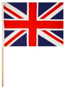 Union Jack Fabric Waving Flag on Wooden Stick 